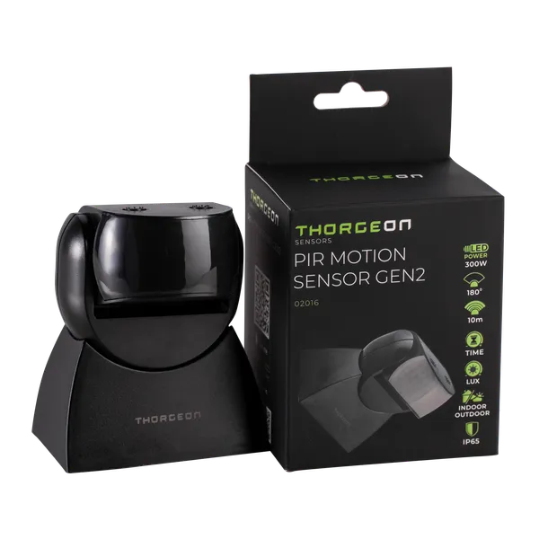 Thorgeon sensore di movimento LED Nero da superficie 180° IP65 max 300W 220-240V CE RoHS