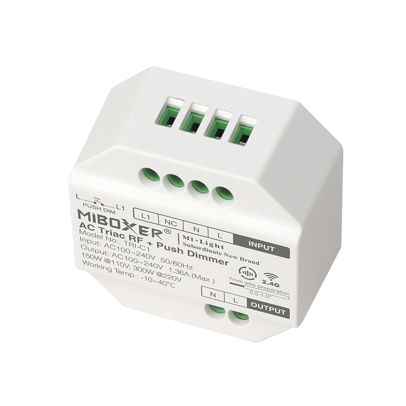 Modulo dimmer LED Tsong 300W AC TRIAC, compatibile telecomando RF 2.4GHz, IP20, 220-240V, CE RoHS