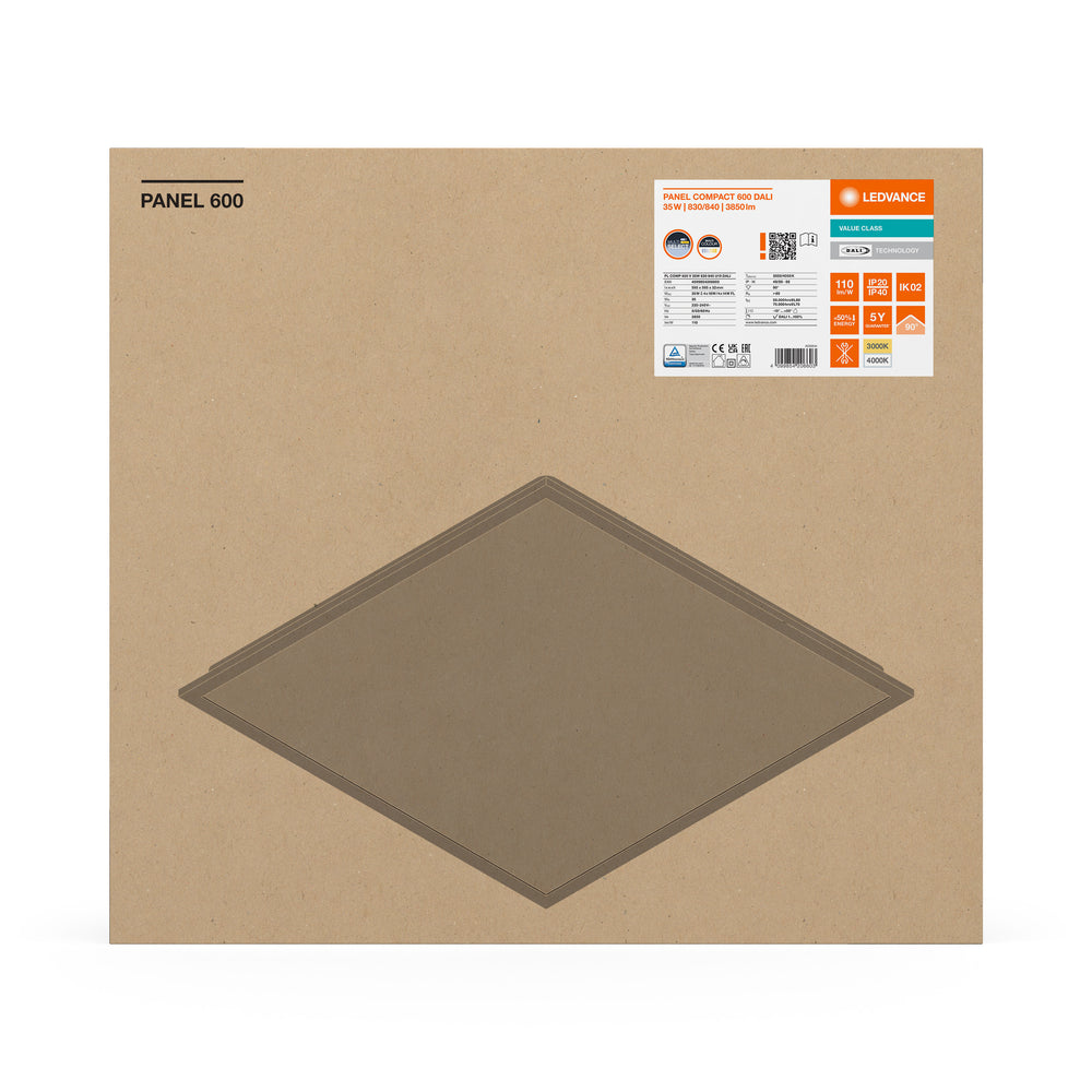 Pannello LED Tsong 60x60cm 35W interruttore CCT 2700K 4000K 4200 lumen UGR19 IP20 DALI dimmerabile