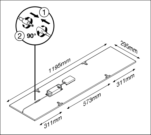 Pannello LED Tsong 33W 3000K 4320 lumen 120x30cm UGR<19 IP20 alluminio bianco senza sfarfallio