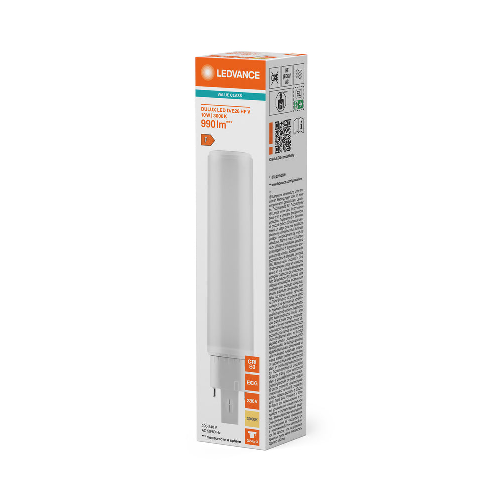 Lampada Tsong LED PLC Dulux D/E G24Q-3 10.5W 1521 lumen 3000K Bianco Caldo 220-240V Chip Philips IP20