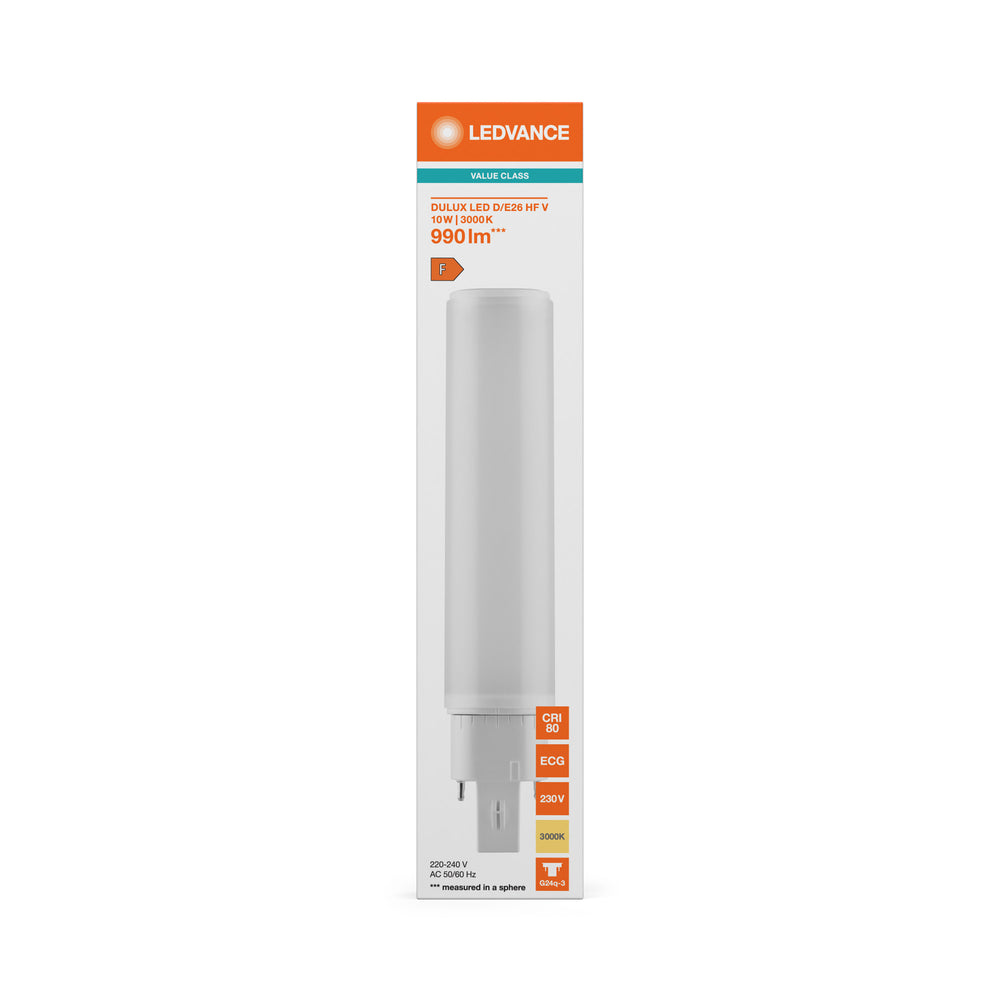 Ledvance LED PLC G24Q-3 Lamp 10.5W 1521 lumens 3000K Warm White 220-240V IP20 CRI 80 you can easily replace old CFL