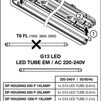 Plafoniera a tubo LED Tsong 120cm IP65 impermeabile per due tubi LED, finitura in alluminio oro opaco