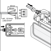 Plafoniera a tubo LED Tsong 120cm IP65 impermeabile per due tubi LED, finitura in alluminio oro opaco
