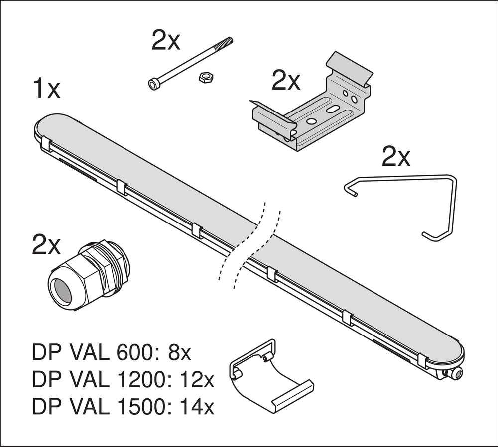 Value LED waterproof batten light 50W 4000K 6000 lumens 150cm IP65 cool white