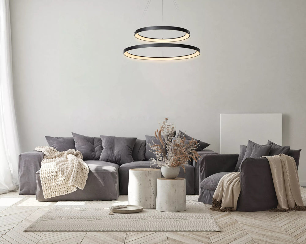 Lucide VIDAL lampada a sospensione LED Ø78cm dimmerabile 92W 2700K Nero lampada moderna