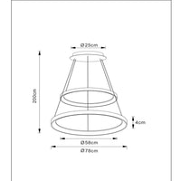 Lucide VIDAL LED pendant light Ø78cm dimmable 92W 2700K Black modern hanging lamp