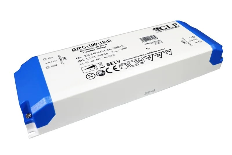 Adattatore alimentatore LED GLP 12V 100W 8.33A, IP20, 220-240V AC, certificato CE RoHS, senza sfarfallio