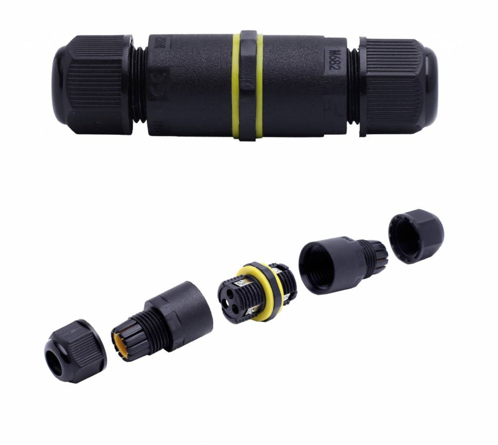 Connettore a 3 poli impermeabile LCB per cavi da 0,5-1mm² 220-240V, IP68 da esterno, certificato CE RoHS