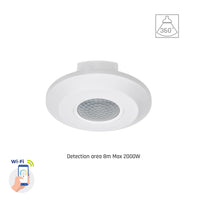 Sensore PIR smart Spectrum 360° da superficie, carico 2000W, raggio 8m, 1-10V, Wi-Fi BT, IP20, 230V