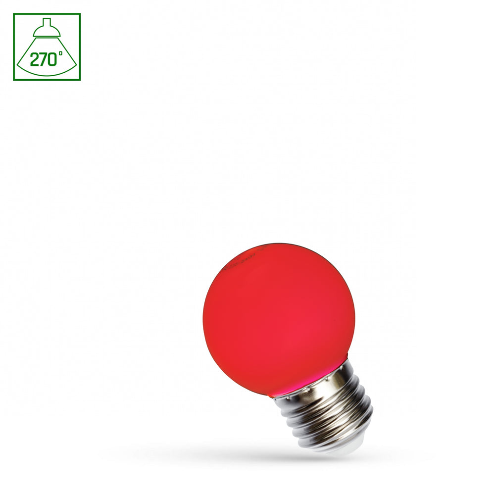 Spectrum LED G45 lamp red E27 230V 1W - energy-efficient ambient lighting, 17000h lifespan, 270° beam angle