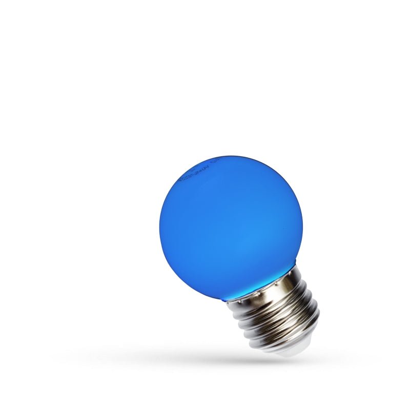 Spectrum LED bulb G45 E27 1W blue, 230V, 270° angle, 17000 hours, IP20, CRI 80 lumens, non-dimmable