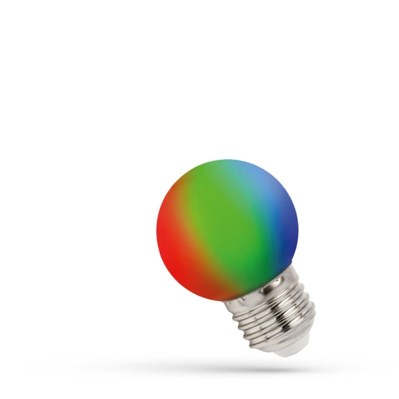 Lampada Spectrum LED a sfera G45 E27 RGB, 230V, 1W, 260° angolo, lunga durata, 400 lumen, non dimmerabile, uso interno