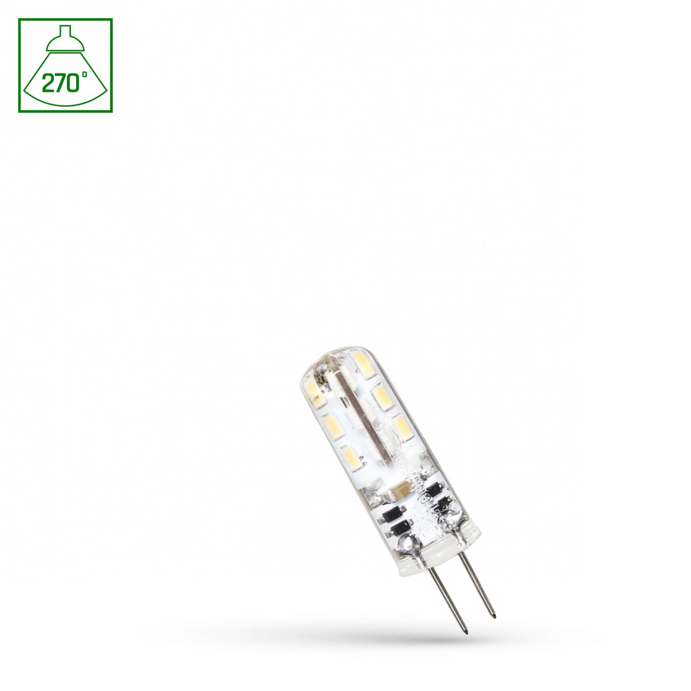 Spectrum LED G4 12V 1.5W silicon 6000K, 110 lumen, CRI 80, non-dimmable, 270° beam angle, energy-efficient
