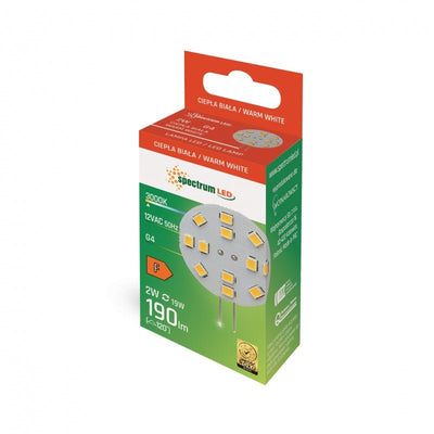 Spectrum LED G4 12V 2W luce calda 3000K con 190 lumen e angolo di radiazione di 120° - illuminazione ideale per interni