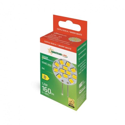 Spectrum LED G4 12V 1.2W 3000K bianco caldo 160 lumen 120° angolo di emissione per uso interno