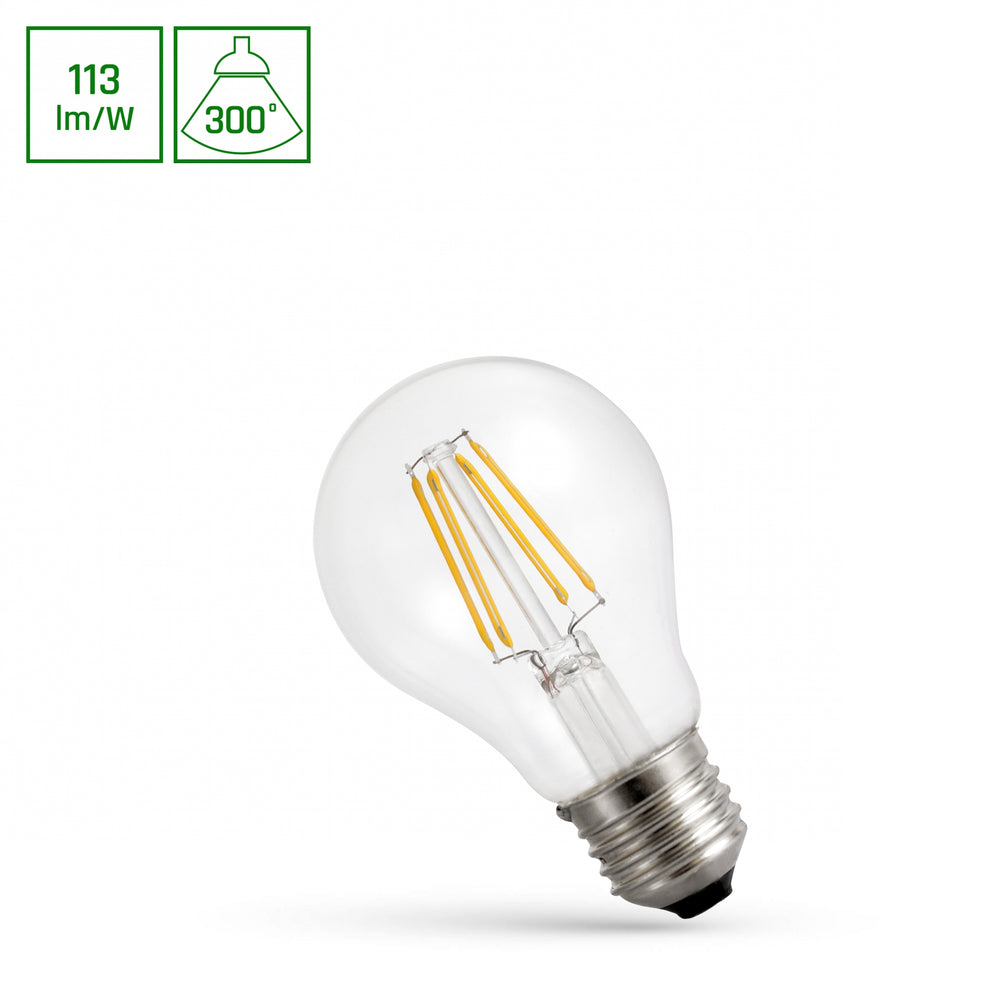 spectrum led gls A60 E27 230V 4W luce calda 2700K aspetto filo, 450 lumen, IP20, angolo di radiazione di 300 gradi