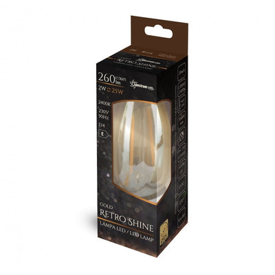 Spectrum LED candela C35 E14 230V 2W bianco caldo 2400K con ampio angolo di diffusione di 300° e 260 lumen per un'illuminazione d'interni accogliente