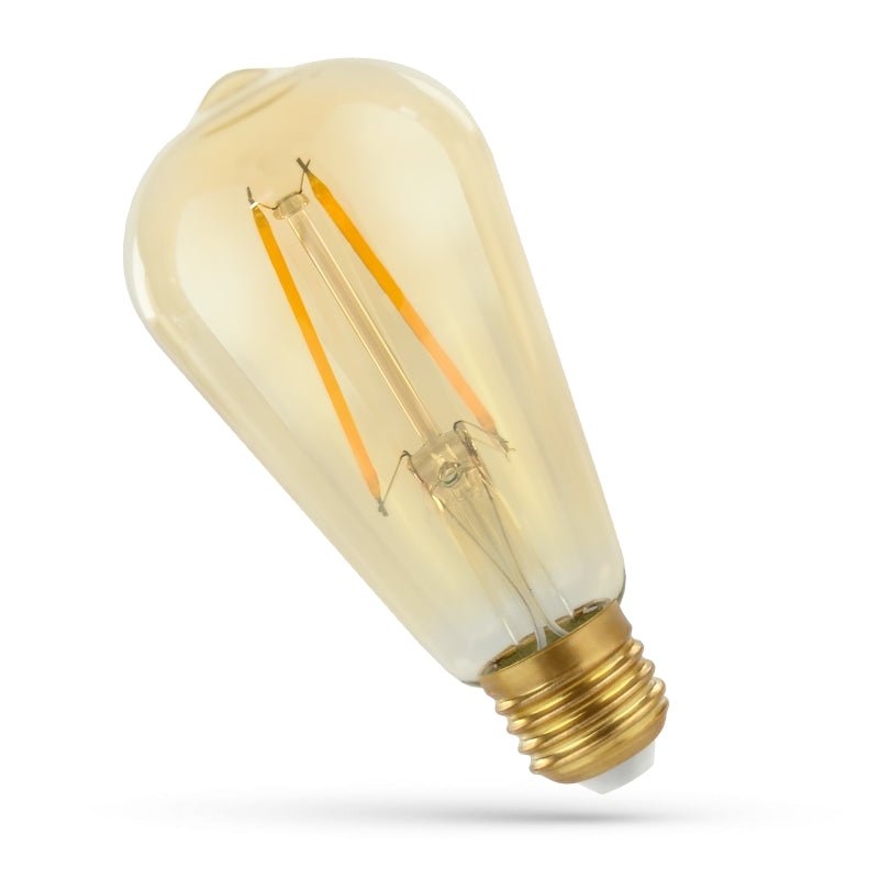 Lampada LED Spectrum E27 2W con 240 lumen e luce bianca calda 2400K, angolo di emissione di 300°, design retrò, durata di vita di 17000 ore