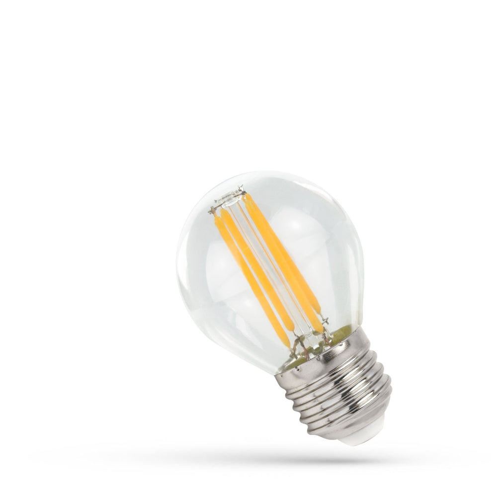 lampada LED a filamento P45 attacco E27 6W luce calda bianca 2700K
