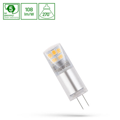Spectrum LED G4 12V 2W bianco caldo, 3000K, 270 lumen, 50000 ore, attacco G4, IP20, non dimmerabile