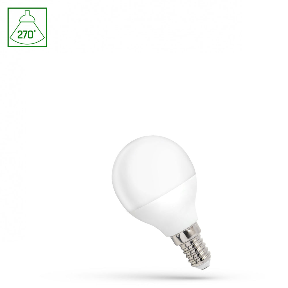 Spectrum LED sfera G45 E14 1W 230V, 6000K, 90 lumen, angolo di emissione 270°, luce bianca fredda per uso interno