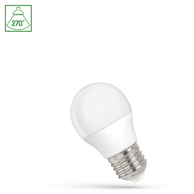 Spectrum LED lamp G45 E27, 1W 230V, neutral white 4000K, 90 lumens, 270° light beam, IP20, 17000 hours lifespan