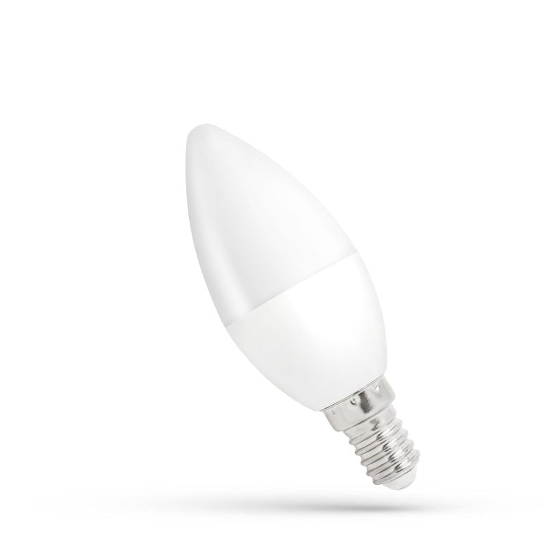 Spectrum LED candle lamp C37 E14 230V 1W cool white 6000K with 90 lumens, wide light beam of 270° and lifespan of 17,000 hours