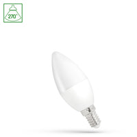 Spectrum LED candle lamp C37 E14 230V 1W cool white 6000K with 90 lumens, wide light beam of 270° and lifespan of 17,000 hours