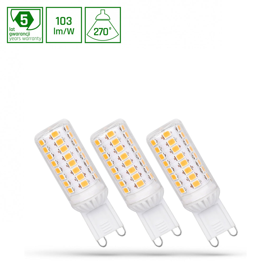 Spectrum LED G9 230V 4W caldo bianco dimmerabile 3000K con 410 lumen - a basso consumo energetico e lunga durata 3-pezzi