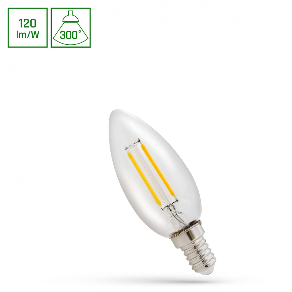 Lampadina a candelabro a LED Spectrum E14 1W 4000K bianco neutro, 120 lumen, angolo di emissione di 300°, CRI 80, durata di 17.000 ore