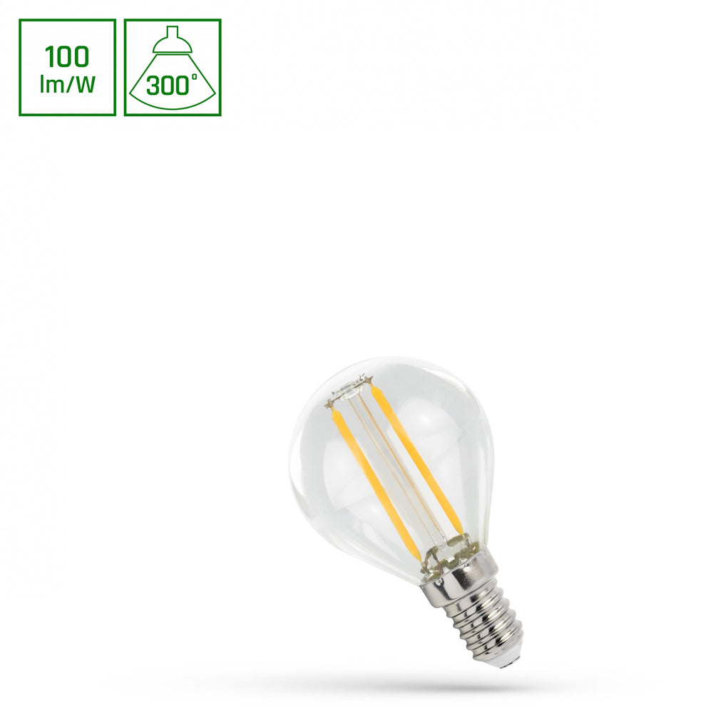 Lampadina LED Spectrum G45 E14 2700K 230V 1W bianco caldo, 100 lumen, angolo del fascio di 300°, a risparmio energetico e durevole