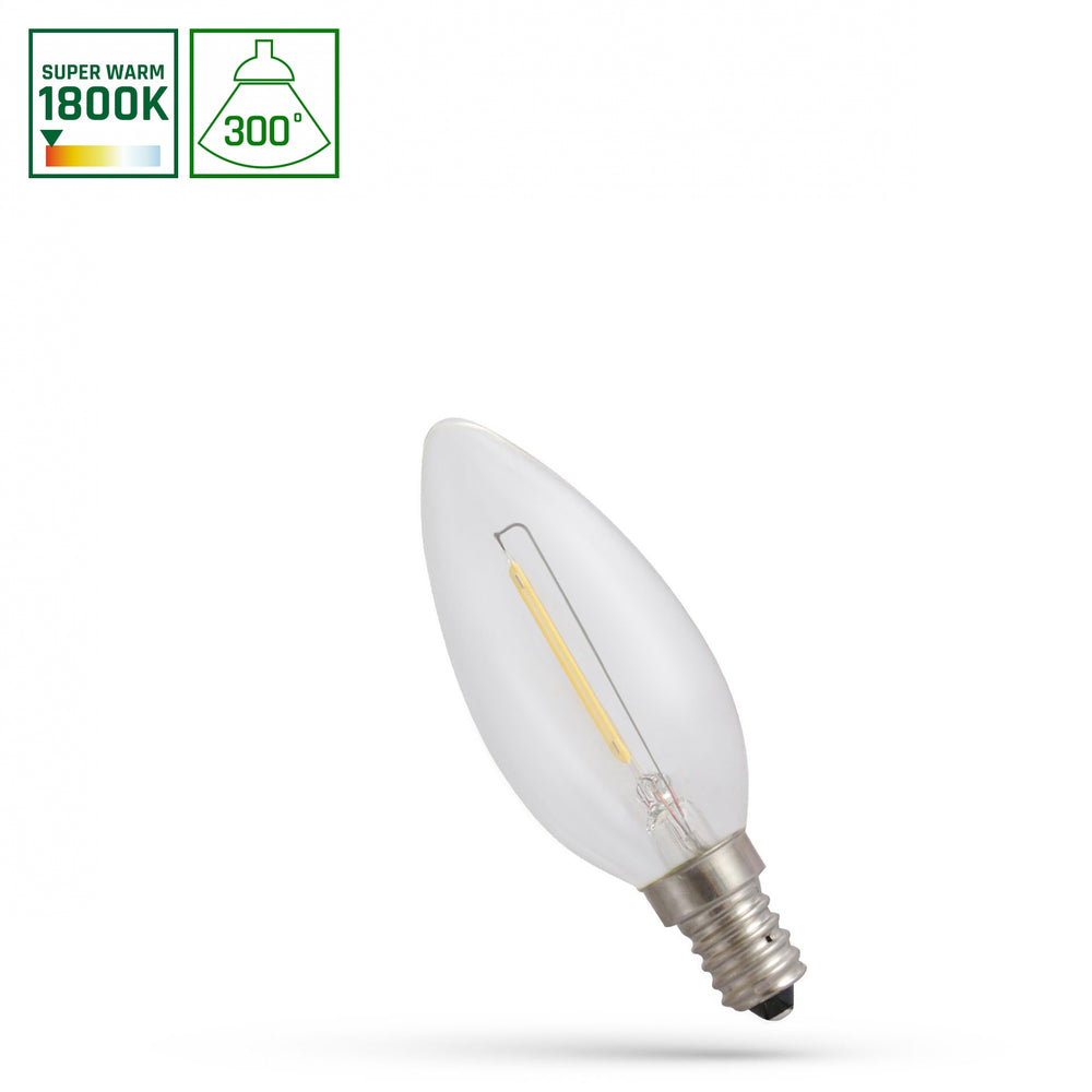 Spectrum LED candle lamp E14 230V 1W 1800K, 60 lumens, 300° light beam, IP20, non-dimmable, warm white light
