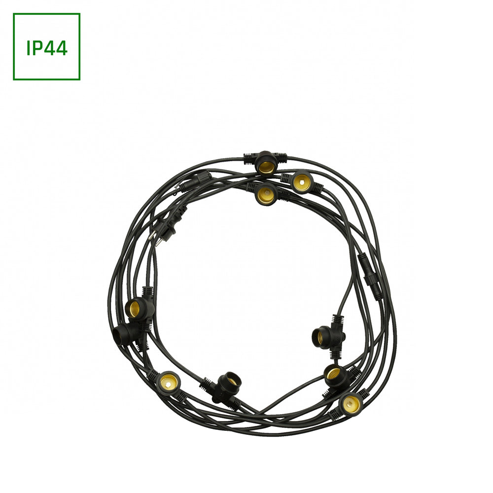 Spectrum 5m LED string lights, 10xE27, black, IP44, 250V, indoor/outdoor, -20/+40°C