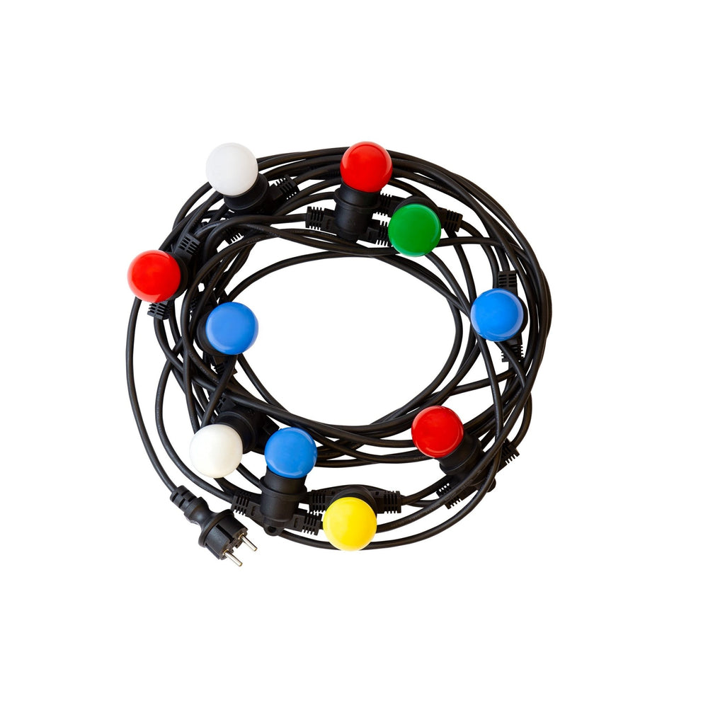 Spectrum 5m LED string lights, 10xE27, black, IP44, 250V, indoor/outdoor, -20/+40°C