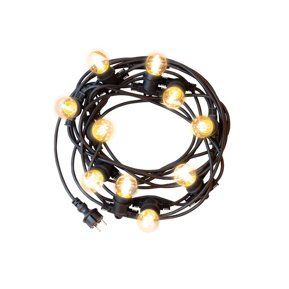 Spectrum 5m LED string lights, 10xE27, black, IP44, 250V, indoor/outdoor, -20/+40°C