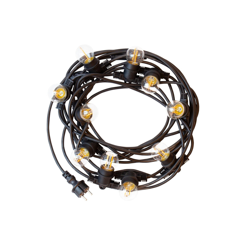 Spectrum 5m LED string lights, 10xE27, black, IP44, 250V, indoor/outdoor, -20/+40°C