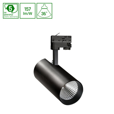 Spectrum MDR BRANTA LED Track Light 21W 230V 4000K 3300 lumens CRI 90 36° Black IP20 3-Phase Dimmable